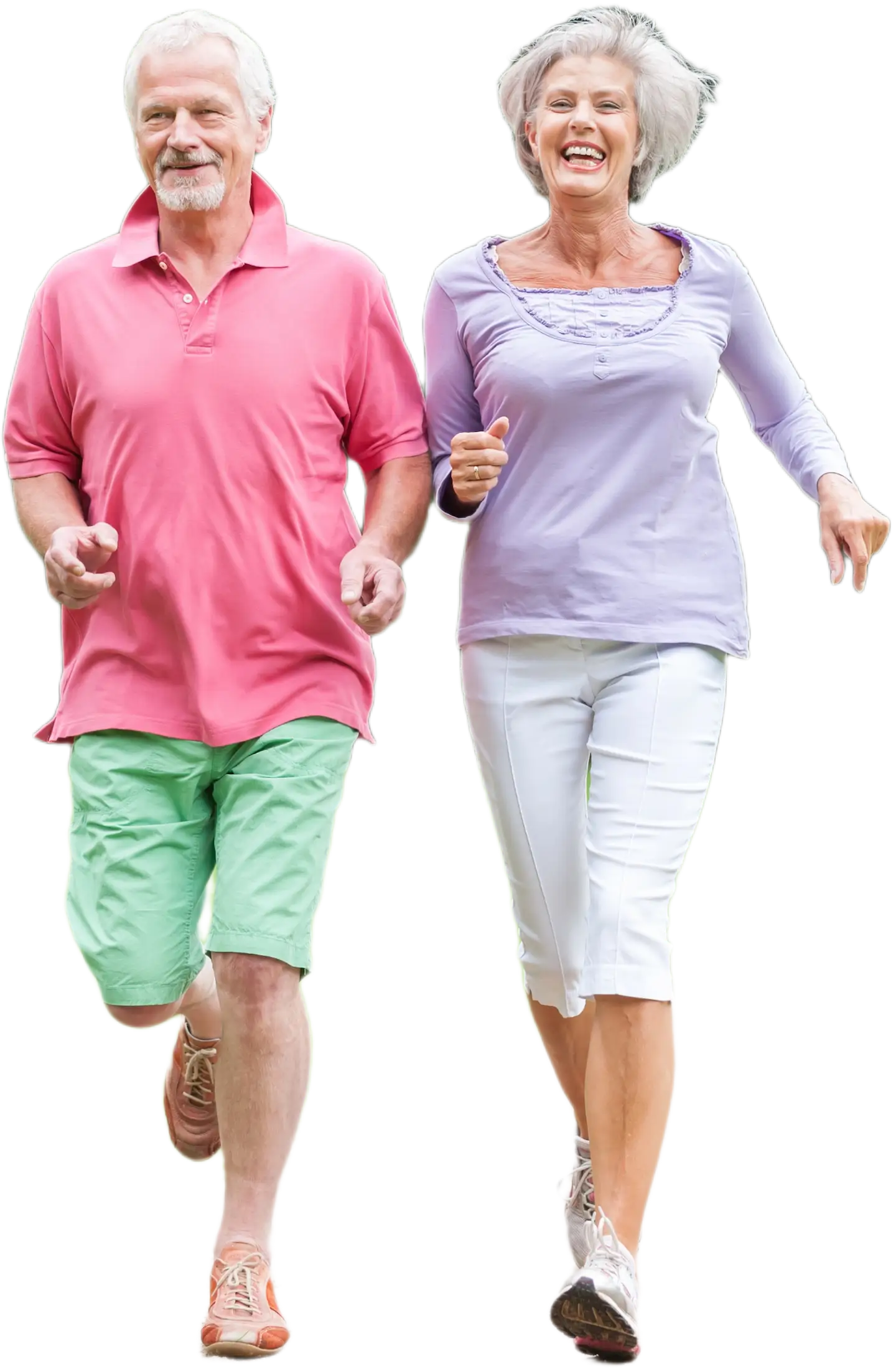 Happy older couple walking outdoors, symbolizing energy, vitality, and symptom-free hormone balance through natural therapy at Gallant Lion Medical