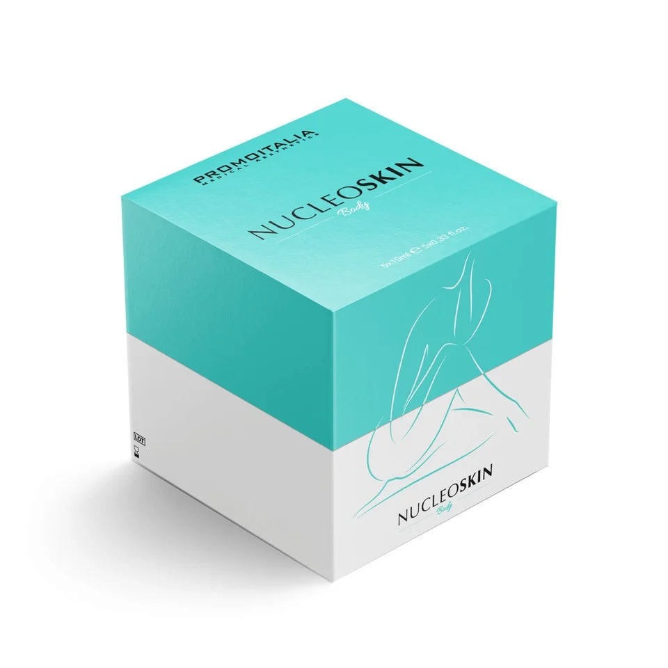Box of Promoitalia Nucleoskin product, representing triple-action skin therapy for hydration and cellular rejuvenation available at Gallant Lion Medical